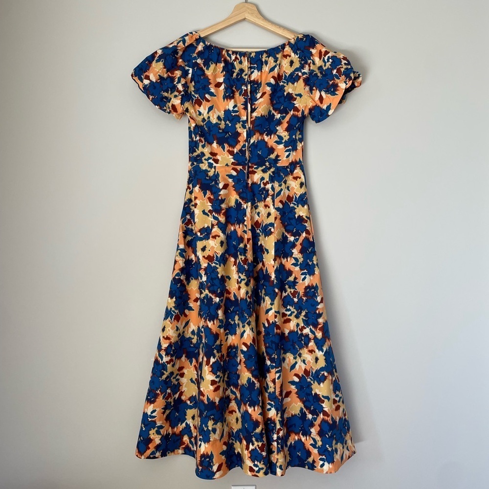NEW Ulla Johnson Imara Blue Floral Cotton Short Sleeve Midi Dress | size 2 - Picture 13 of 16